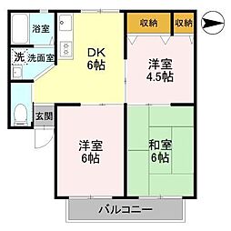 シグナスハイツC棟 3DKの間取図画像