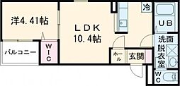 藤井寺市道明寺4丁目アパート 1LDKの間取図画像