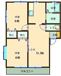 アルペンヒルD 2LDKの間取図画像
