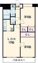 フィール白山公園 2LDKの間取図画像