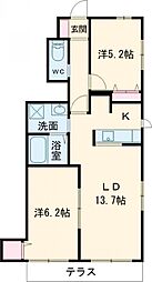 シャーメゾン天王 2LDKの間取図画像