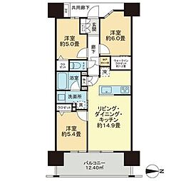 ザ・パークテラス高麗タワー 3LDKの間取図画像