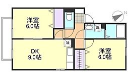 エーアトベーレA 2DKの間取図画像