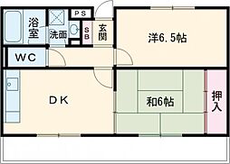 サンドウェルあきる野 2DKの間取図画像