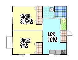 国重アパート3 2LDKの間取図画像