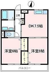 アーネストマンション 2DKの間取図画像