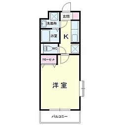 Cynthia山下 1Kの間取図画像