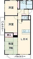 タモンズハートビレッジB 3LDKの間取図画像