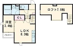 Polaris大牟田駅南 727 1LDKの間取図画像