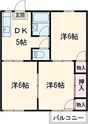 ミノルハイツA棟 3DKの間取図画像