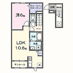 セレーノ渚西 1LDKの間取図画像