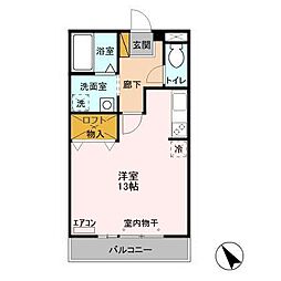 エスポワール1 ワンルームの間取図画像