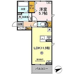 DーROOM松橋駅前 1LDKの間取図画像