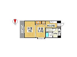 ウイングス片野2 2Kの間取図画像