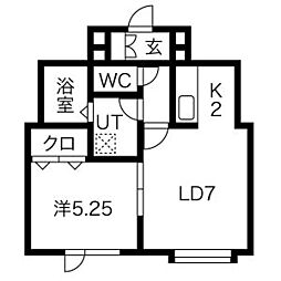 クレール 1LDKの間取図画像