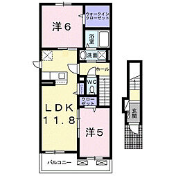 カルム サンセットI 2LDKの間取図画像