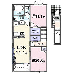 サニーレジデンス松尾 八番館 2LDKの間取図画像