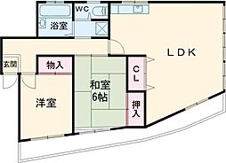 鯉川マンション 2LDKの間取図画像