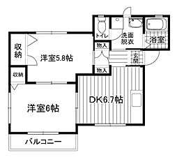 ル・アモー 2DKの間取図画像