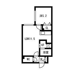 札幌市東区北十三条東12丁目マンション 1LDKの間取図画像
