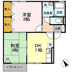 リラ・プレファレンス 2DKの間取図画像