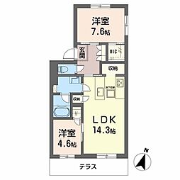 モンセル 2LDKの間取図画像