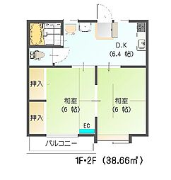 グリーンハイツ 2DKの間取図画像