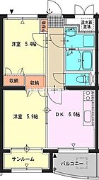 ステーションビュー 2DKの間取図画像