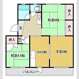 コーポラス霞B 3DKの間取図画像
