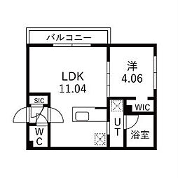 CIEL琴似II(シエルコトニツー)  仮)GA-二十四軒3-3MS A棟 1LDKの間取図画像