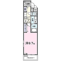 ヒカルサ三郷 1Kの間取図画像