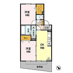 プロヴァンス南太閤山 2DKの間取図画像