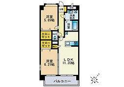 ドミール板付M5 2LDKの間取図画像