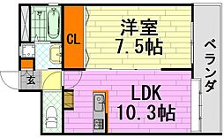 ガーデンヒルズ 1LDKの間取図画像