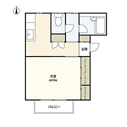 パルコート 1Kの間取図画像