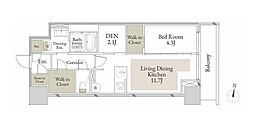 スカイテラス南大塚 1LDKの間取図画像