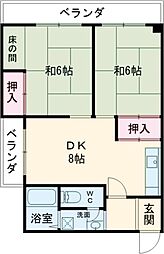 不知火コーポ 2DKの間取図画像