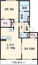 ケーズハピネス 2LDKの間取図画像