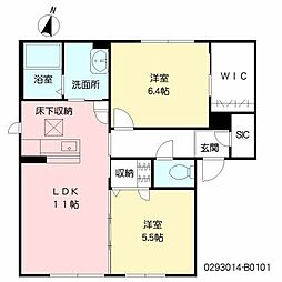 サンライズ969B 2LDKの間取図画像