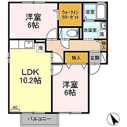 アルス明石台A 2LDKの間取図画像