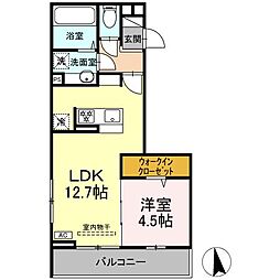GRAND D-ROOM大手 1LDKの間取図画像
