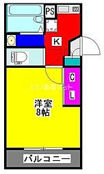 アイビーマンション新水前寺 1Kの間取図画像