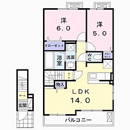 ラフォレスタセレーノ 2LDKの間取図画像