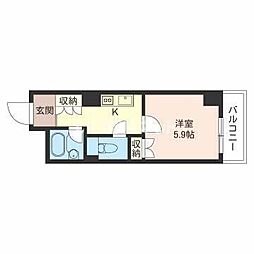 エスティメゾン川崎 1Kの間取図画像
