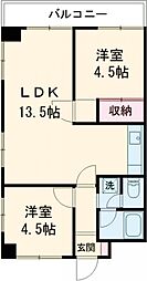 トーカンマンション五島町1 2LDKの間取図画像