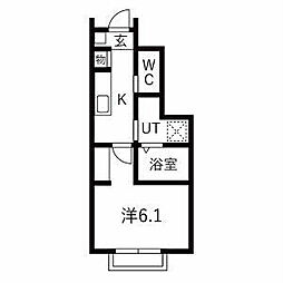 成田市三里塚アパート 1Kの間取図画像