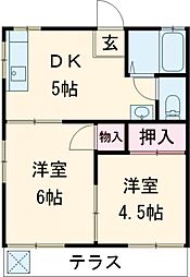 コーポサン 2DKの間取図画像