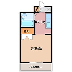 第2ビューハイツ兄山 1Kの間取図画像
