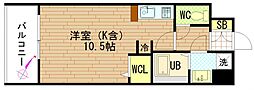 グラビスコート広島駅前通り ワンルームの間取図画像