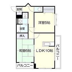 ヴィルヌーブ21 2LDKの間取図画像